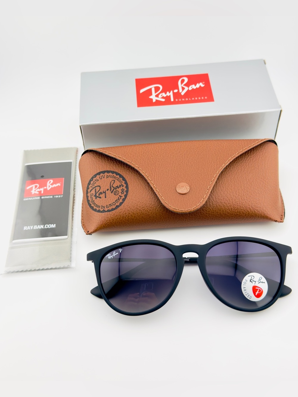 Ray-Ban Erika Women Sunglasses RB4171 Matte black Frame Gradient Gray Lenses - Picture 14 of 14